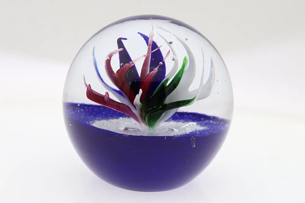 Glass Flower Paperweight