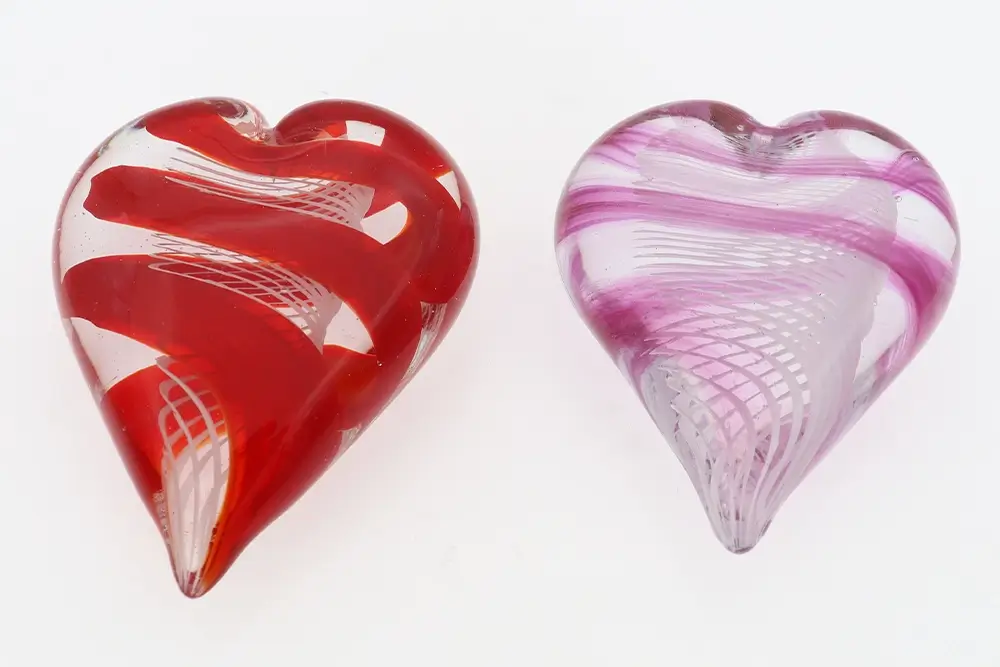 Glass Hearts Paperweight