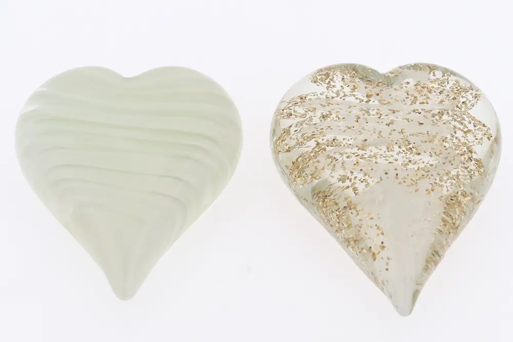 Glass Hearts Paperweight