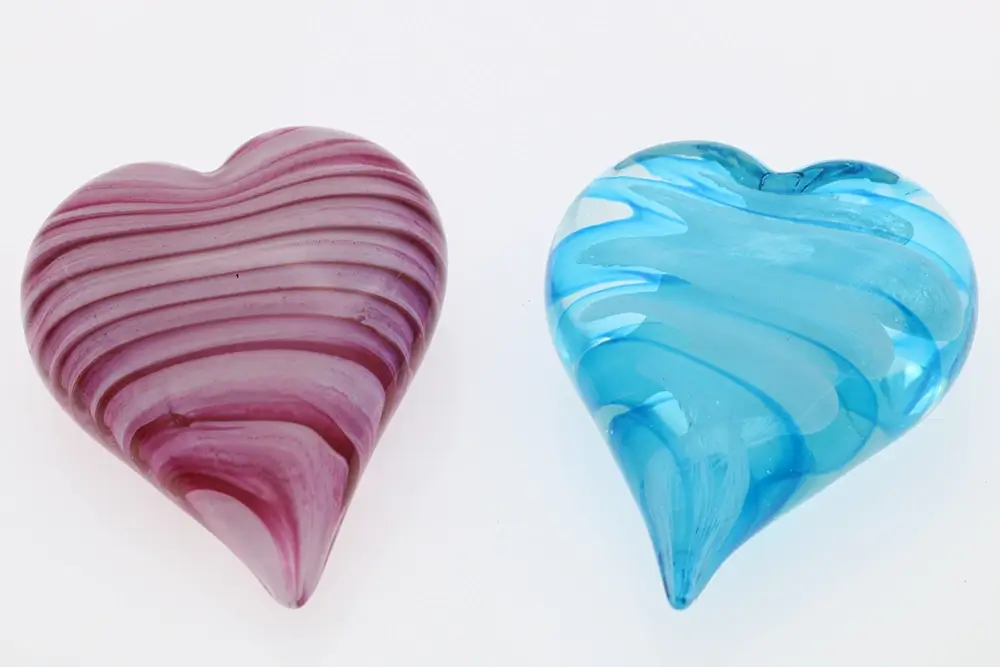 Glass Hearts Paperweight