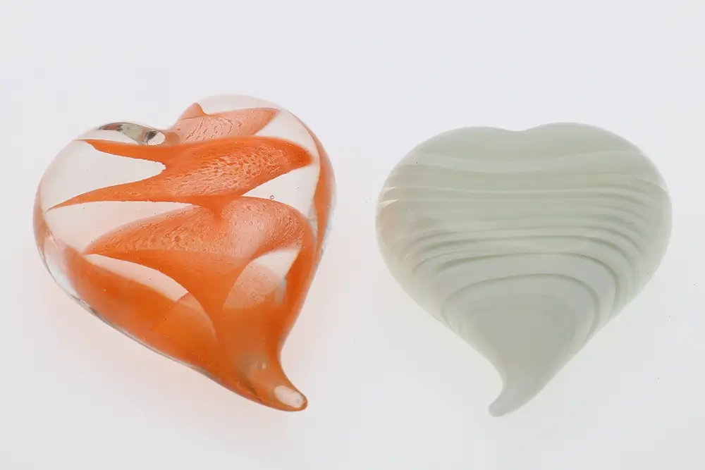 Glass Hearts Paperweight