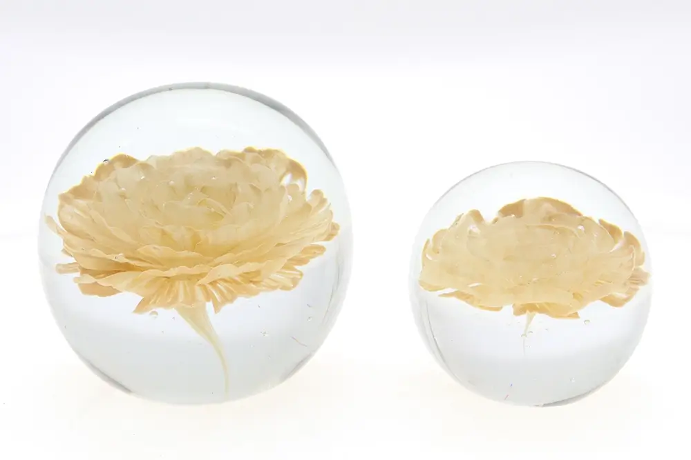 Glass Flower Paperweight