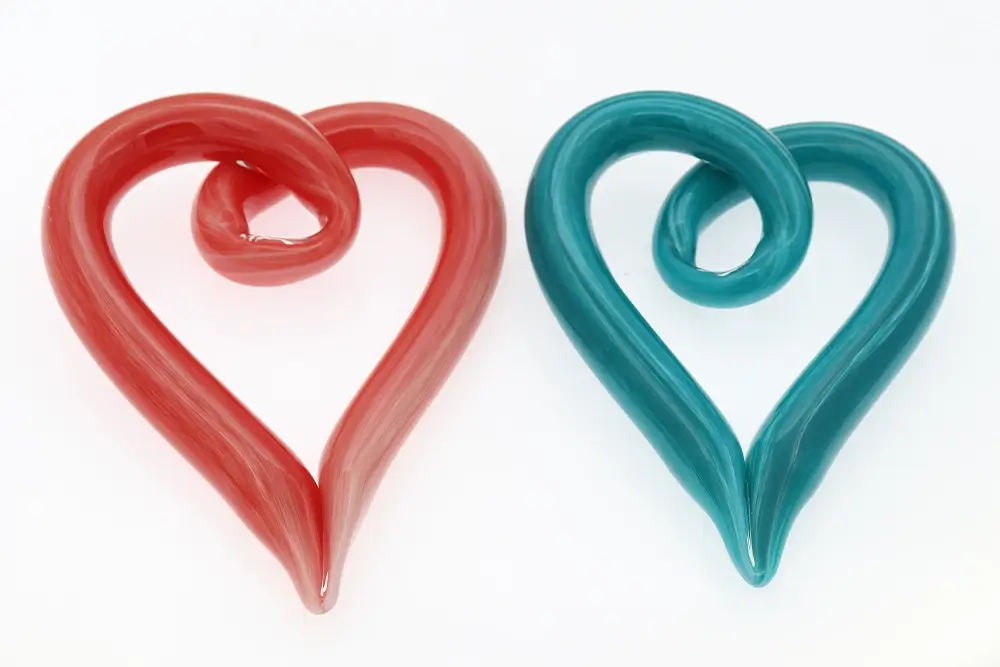Glass Hearts Paperweight