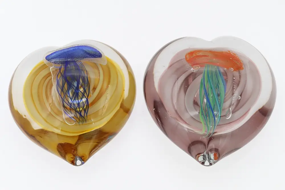 Glass Hearts Paperweight